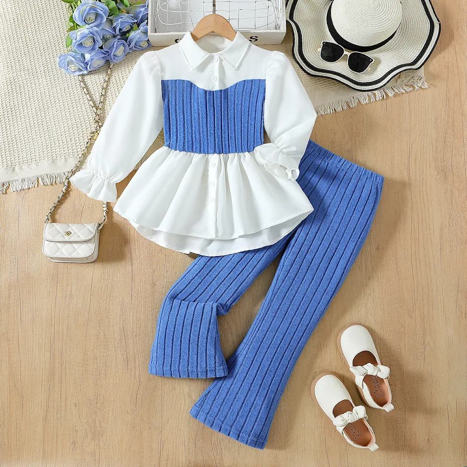 Mädchens trendiger zweiteiliger Anzug mit Nähten, perfekt für stilvolle Looks. Bequem und modisch, ideal für Mädchen, die Mode lieben und auffallen möchten.