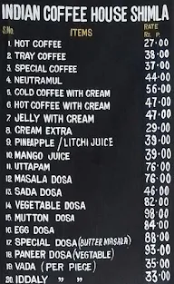 Indian Coffee House menu 4