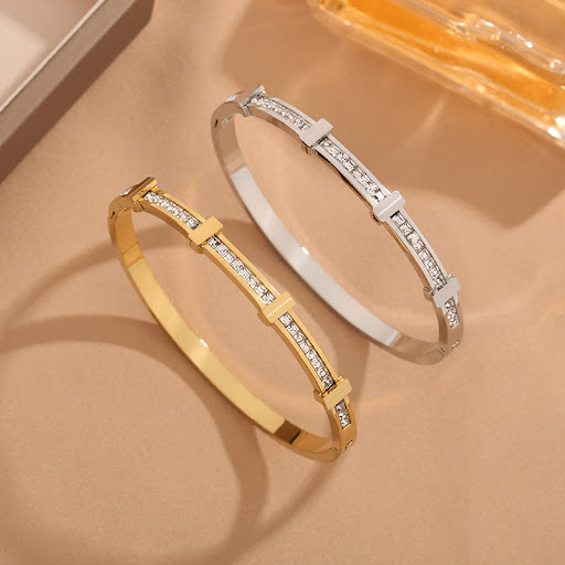 Title 1, Simple Zircon Double Layer Geometric Open Brace...