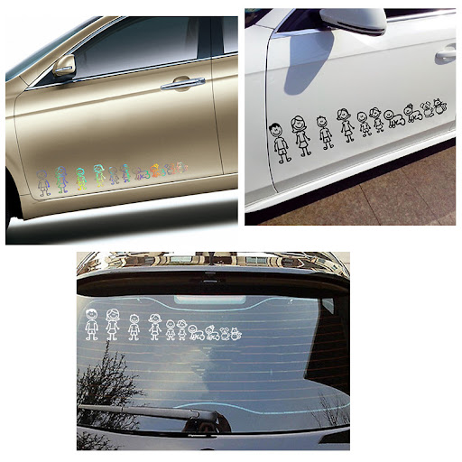 Title 6, Big Family Cartoon Car Stickers Funny Personali...
