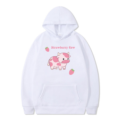Title 3, Strawberry Milk Print Long-sleeved Hoodie
