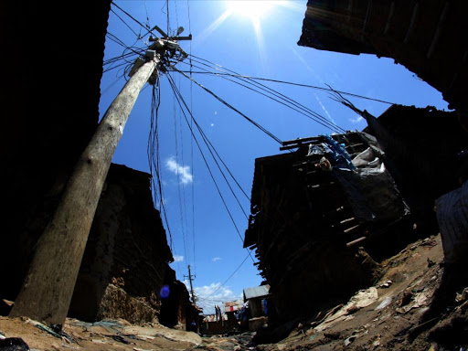 Electric poles at Tudor Moroto where illegal connections are conducted /ELKANA JACOB