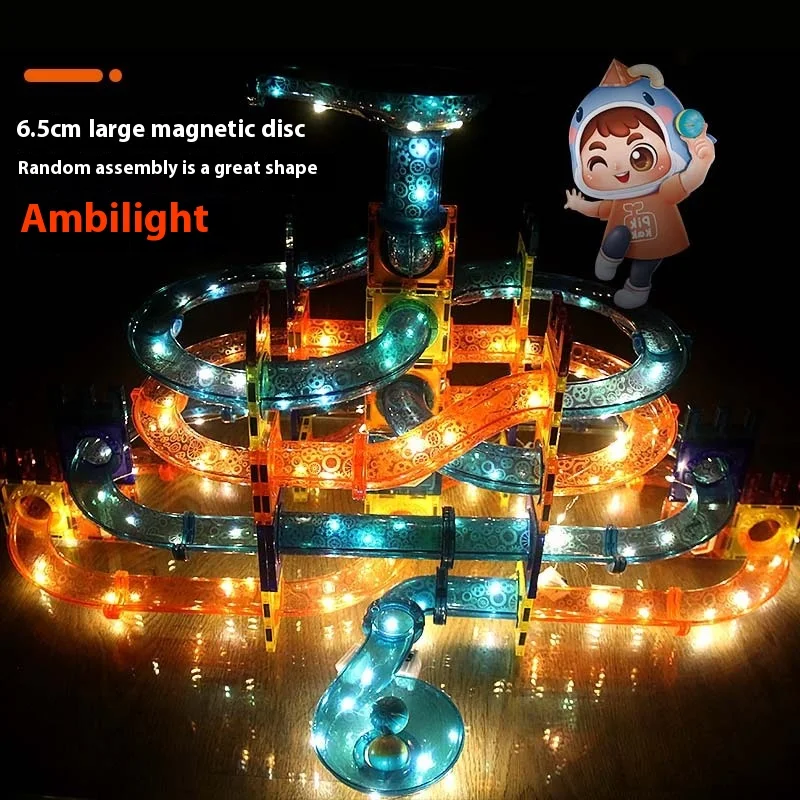 Blocs de construction magnétiques colorés à billes lumineuses pour fenêtres. Développez la créativité et l'imagination des enfants. Jeu lumineux.