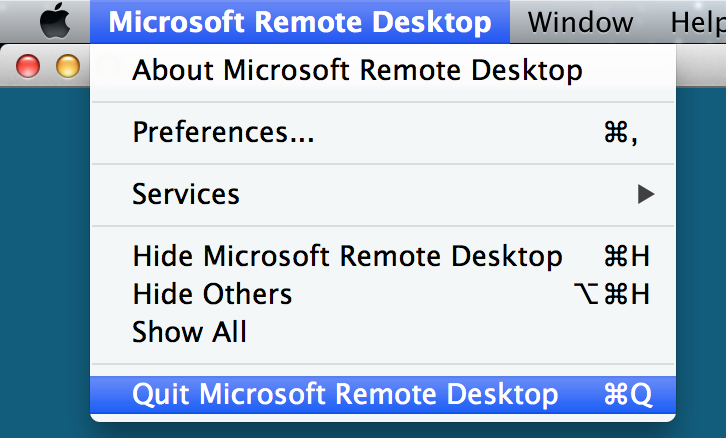 Quit Remote Desktop