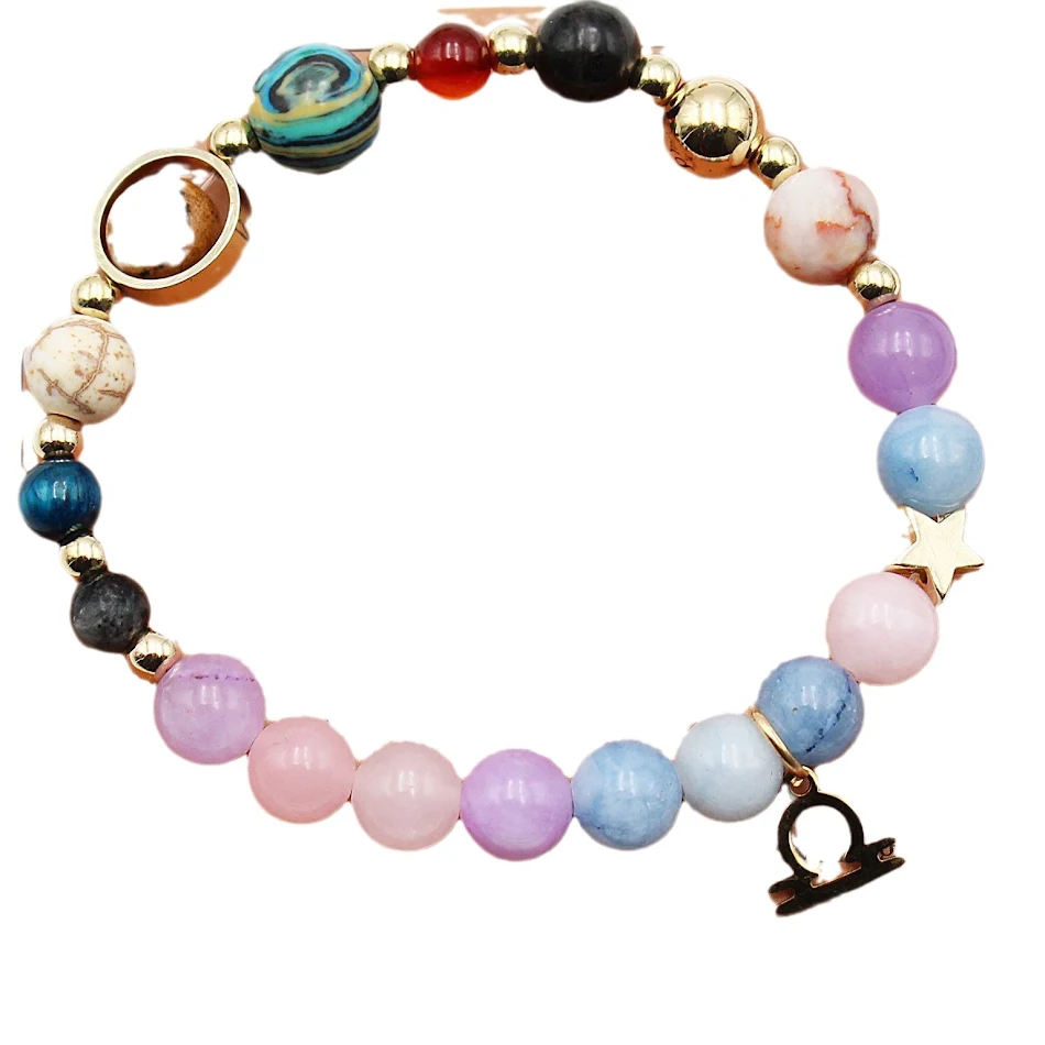 Acht Planeten & 12 Sterrenbeelden Armband met Morganiet