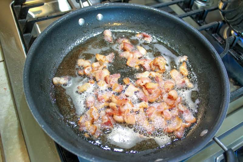 Frying Diced Bacon.