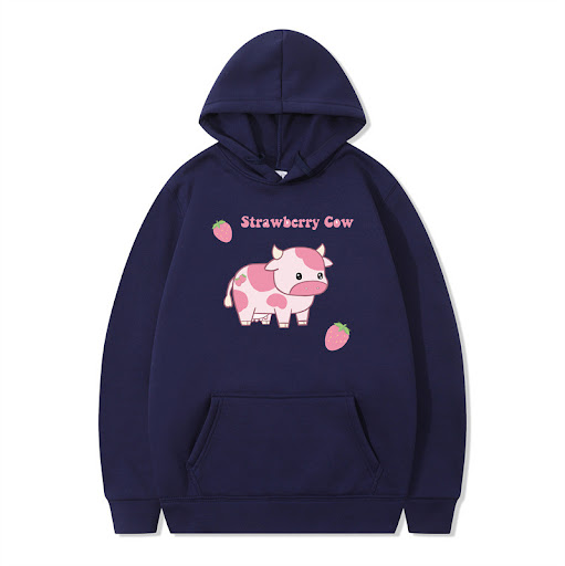 Title 10, Strawberry Milk Print Long-sleeved Hoodie