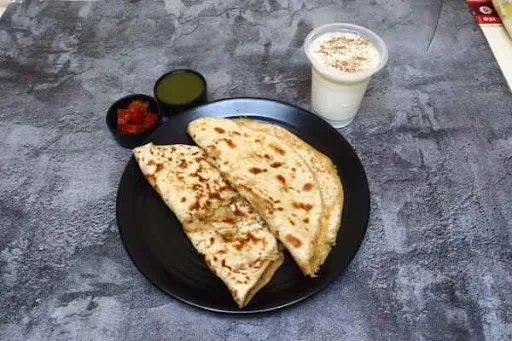 2 Aloo Paratha With Sweet Lassi