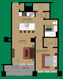 1 Bed 1 Bath 0105 Floorplan Diagram