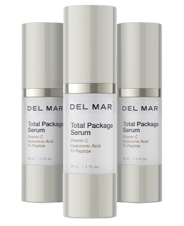 Three bottle of Del Mar Total Package Serum Reviews