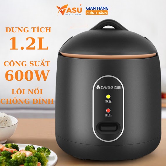 Nồi Cơm Điện Mini Chigo Chính Hãng, Nồi Nấu Đa Năng, Nấu Cơm, Hầm Cháo, Hấp, Luộc Dung Tích 1.2L