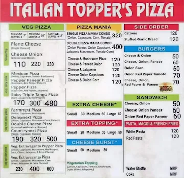 Italian Toppers Pizza menu 