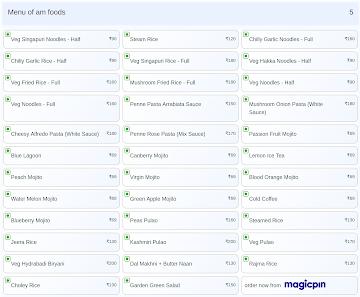 Am Foods menu 