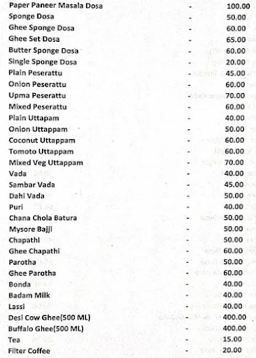 Venna Mudha Parlour & Milk Products menu 