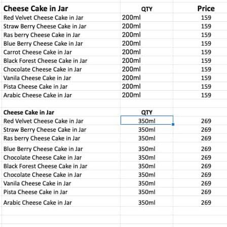 Reem Cup Cake And Cheese Cakes menu 