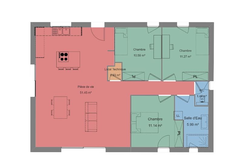  Vente Terrain + Maison - Terrain : 800m² - Maison : 90m² à Vallon-Pont-d'Arc (07150) 