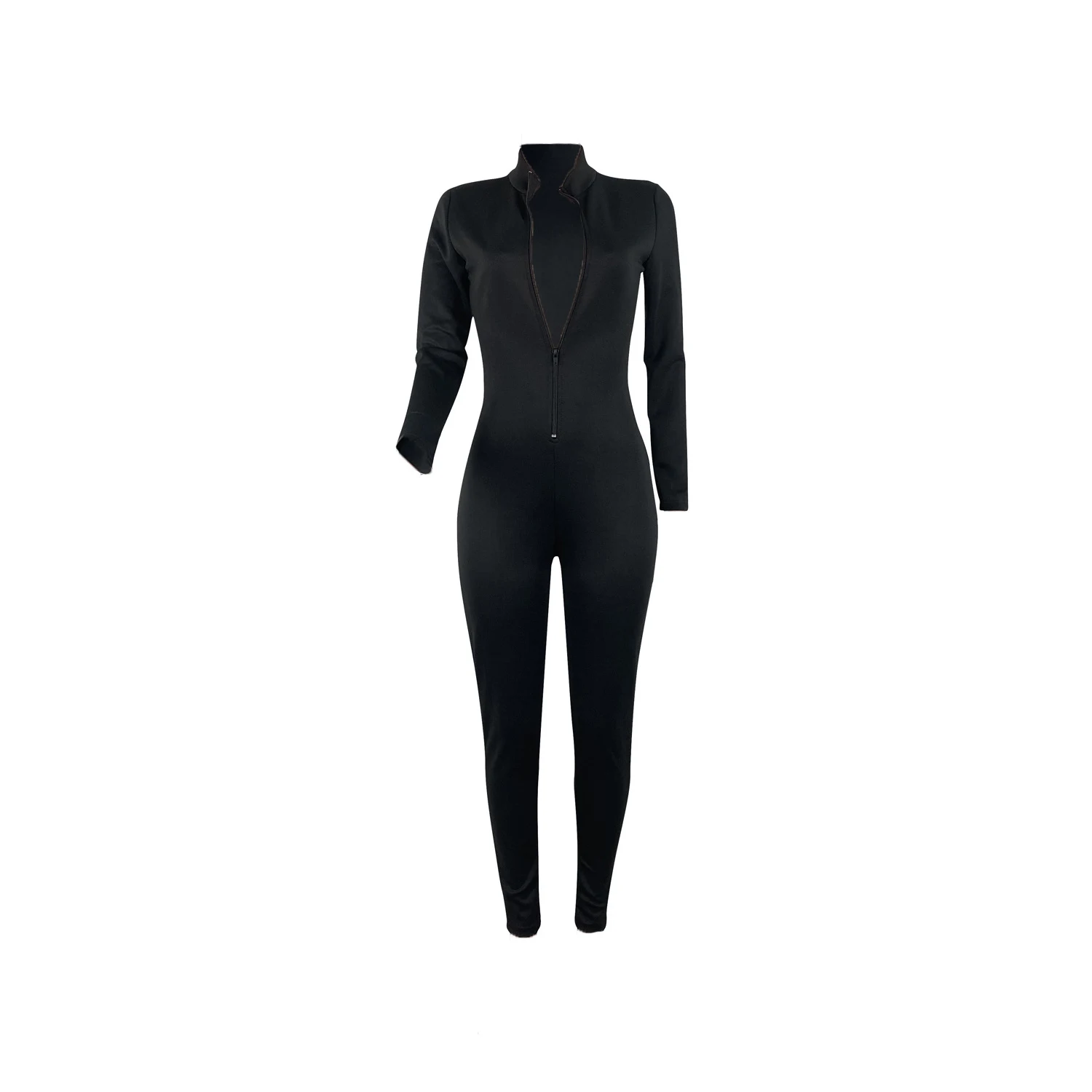 Explosive style solid color long-sleeved jumpsuit