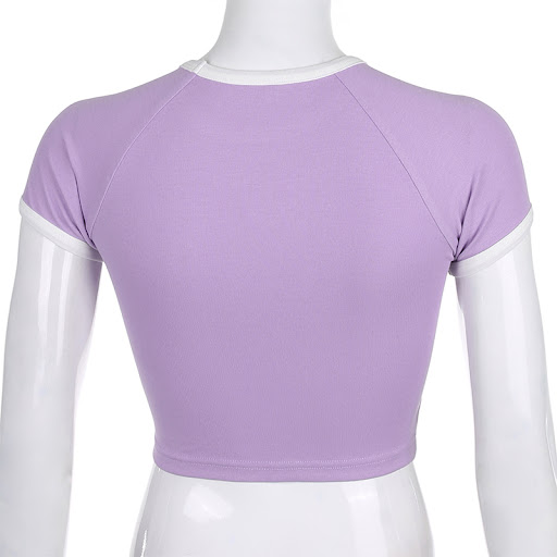 Title 14, Summer basic short-sleeved top womens butterfl...