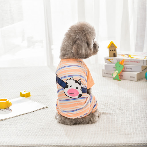 Title 2, Striped Four-leg Cream Pet Dog Clothes Pack Fou...