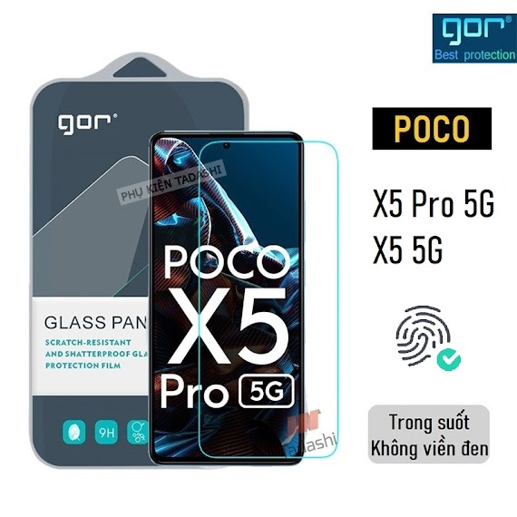 Bộ 2 Kính Cường Lực Gor Cho Xiaomi Poco X5 Pro 5G, Poco X5 5G Trong Suốt, Không Viền Đen 9H Vát 2.5D (2 Miếng) - Fullbox.