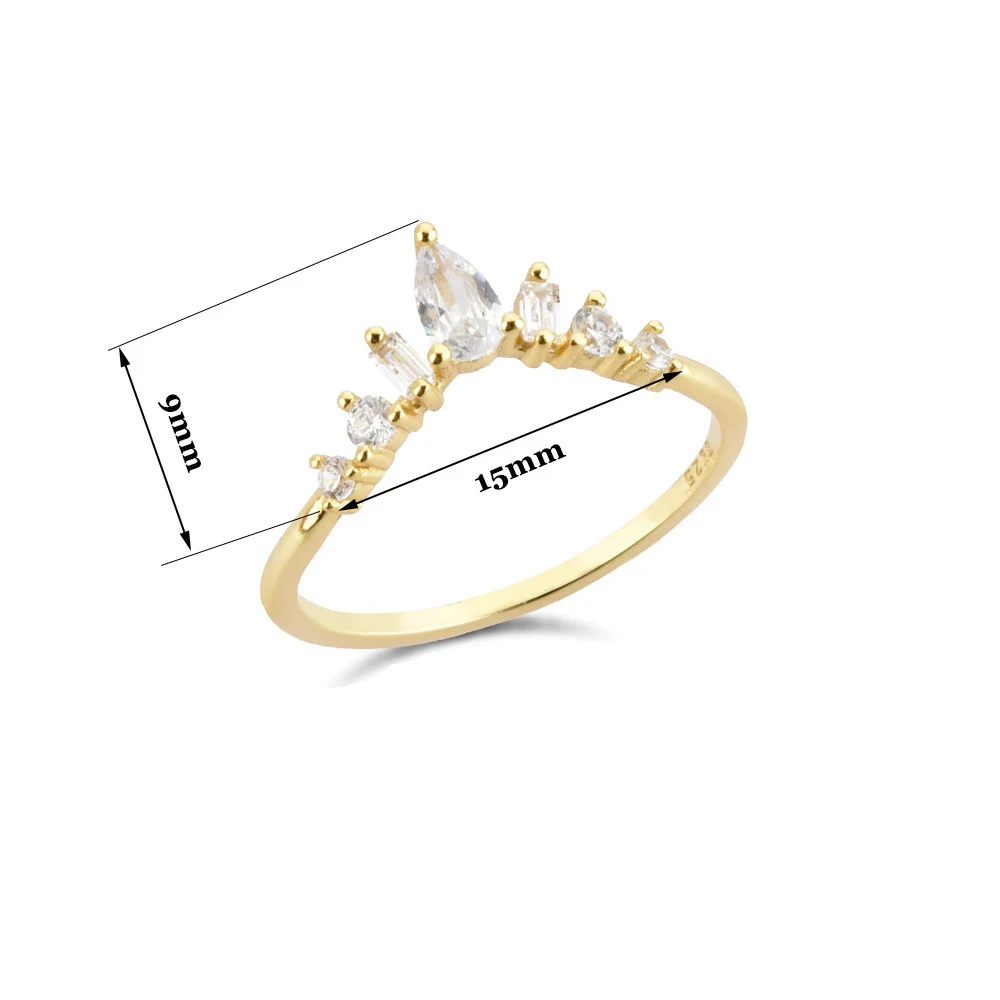 Title 2, Sterling Silver Crown Female Ring Thin Body Twi...