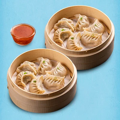 Chicken Steamed Classic Momo With Momo Chutney - 12 Pcs