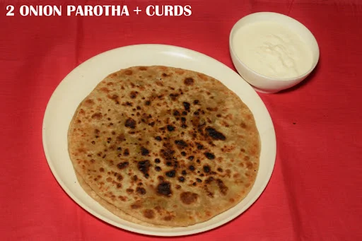 2 Onion Paratha + 200 Gm Curd