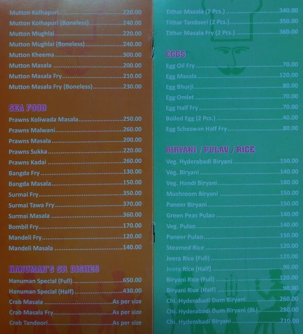 Hanuman Bar & Restaurant menu 