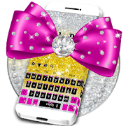 Pink Bow Glitter Keyboard Theme  Icon