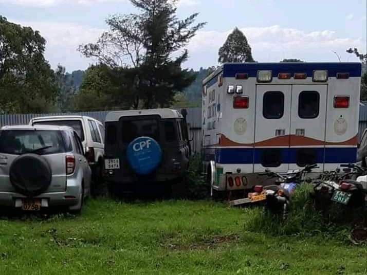 Vehicles including ambulance abandoned at garage near Kapsabet town.