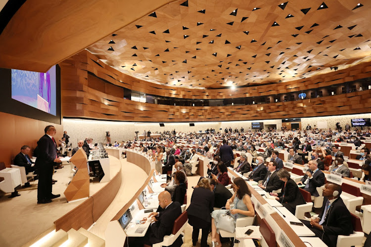 Director-general of the World Health Organization Tedros Adhanom Ghebreyesus addresses the 75th World Health Assembly at the UN in Geneva, Switzerland, on May 22 2022. Picture: REUTERS/DENIS BALIBOUSE