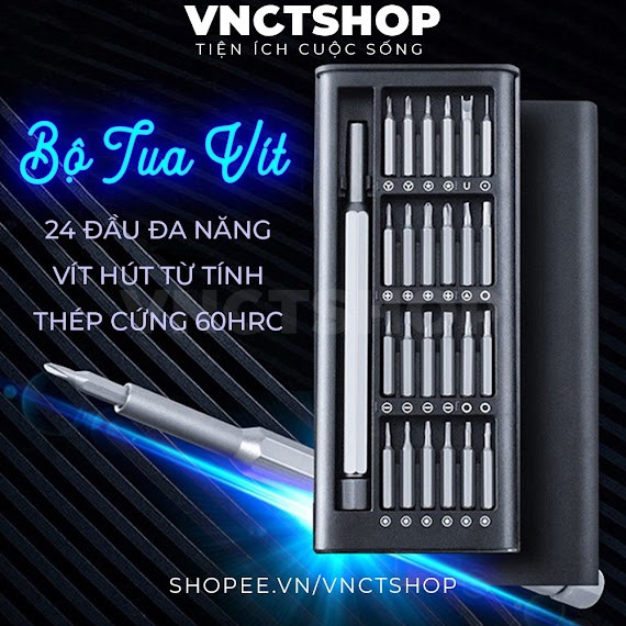 Bộ Tua Vít Đa Năng Mini 24 Đầu Nhỏ Sửa Điện Thoại, Tô Vít Từ Tính Mở Laptop Mắt Kính Đồng Hồ