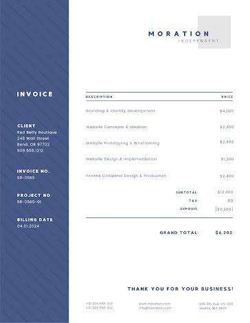 Moration Independent - Invoice template