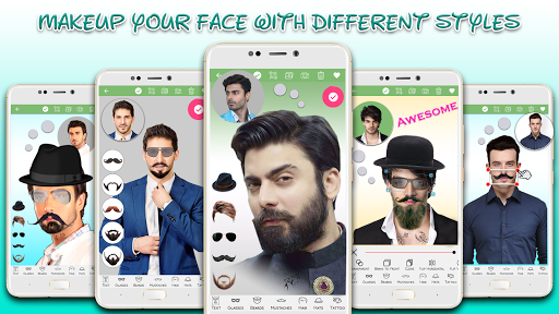 Man Face Style Photo Editor Hair Beard Glasses Cap