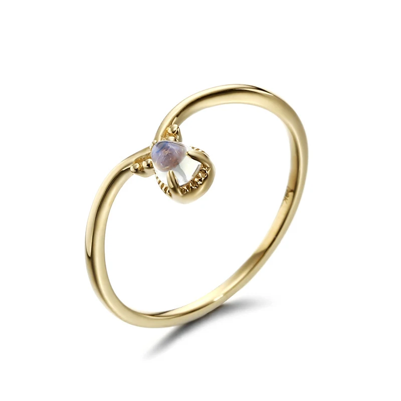 Anillo Coreano de Plata de Ley 925 con Piedra Luna Azul Natural en Forma de V Elegancia y Estilo Únicos