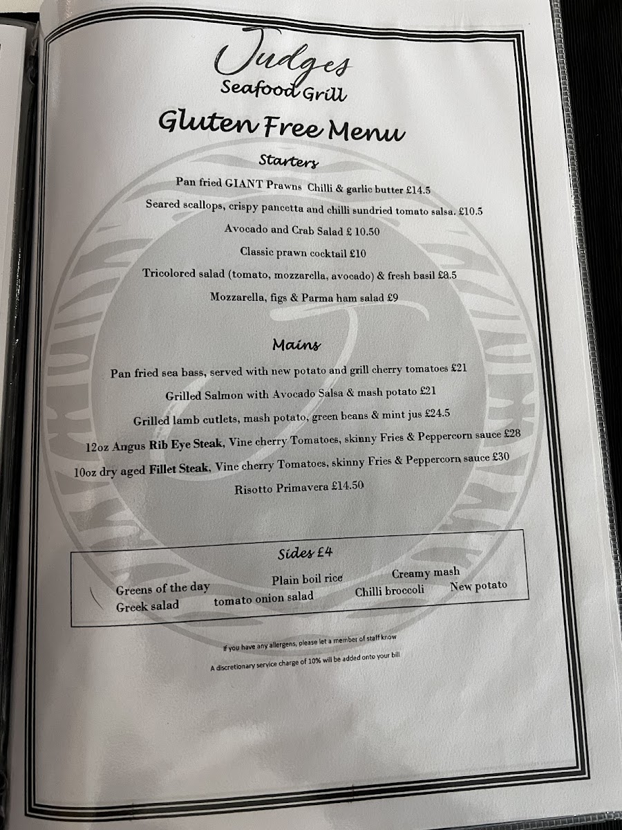 Gluten-Free at Judges Restaurant