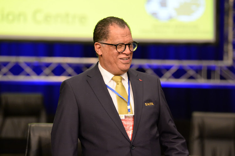 Safa president Danny Jordaan after winning the presidential election at the Sandton Convention Centre on Saturday.