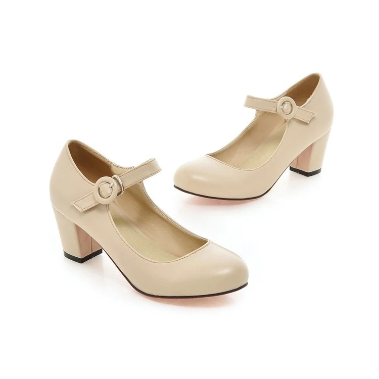 Title 3, Damen High Heels mit Schnalle, Frühling, runder...