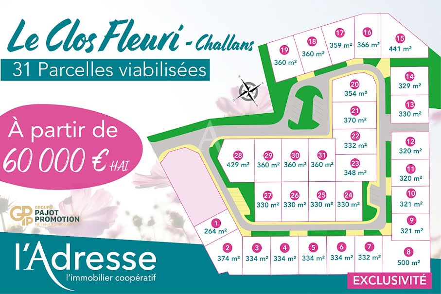 Vente terrain  366 m² à Challans (85300), 70 300 €