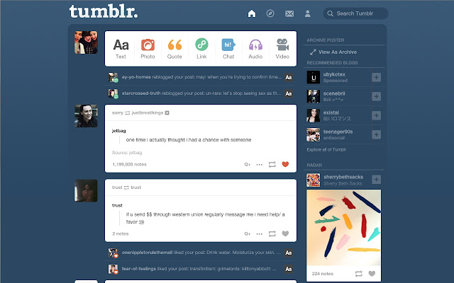 Old Tumblr Dashboard