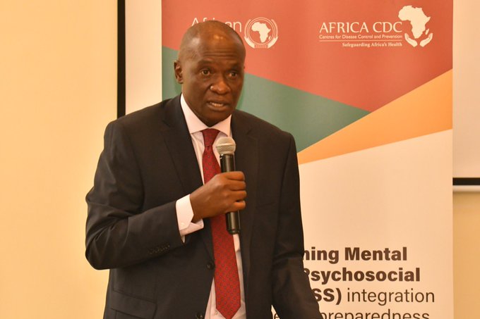 Acting director general Dr Patrick Amoth speaks during the launch of regional workshop to strengthen Mental Health and Psychosocial Support (MHPSS) integration into national emergency preparedness and response plans at a Nairobi hotel on Monday November 14, 2022.