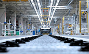 An all-electric ID.3 rolls down the SAIC-Volkswagen production line in Anting, Shanghai, China.