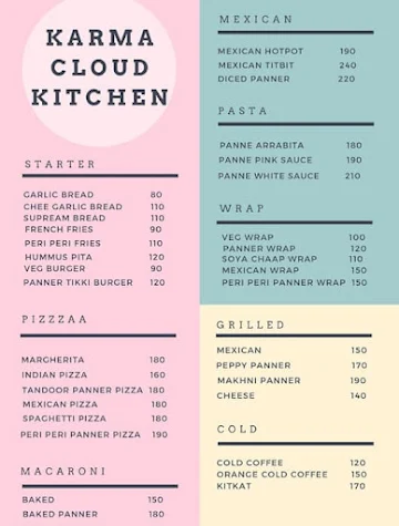 Karma Cloud Kitchen menu 