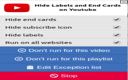 Hide Labels and End Cards on Youtube