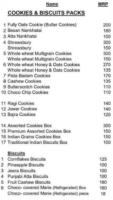 Tosita Bakery menu 