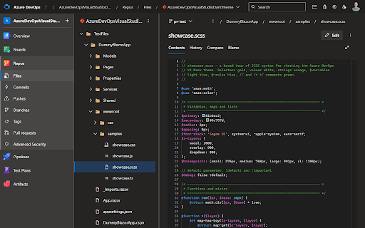 VS Dark Theme for Azure DevOps screenshot 2