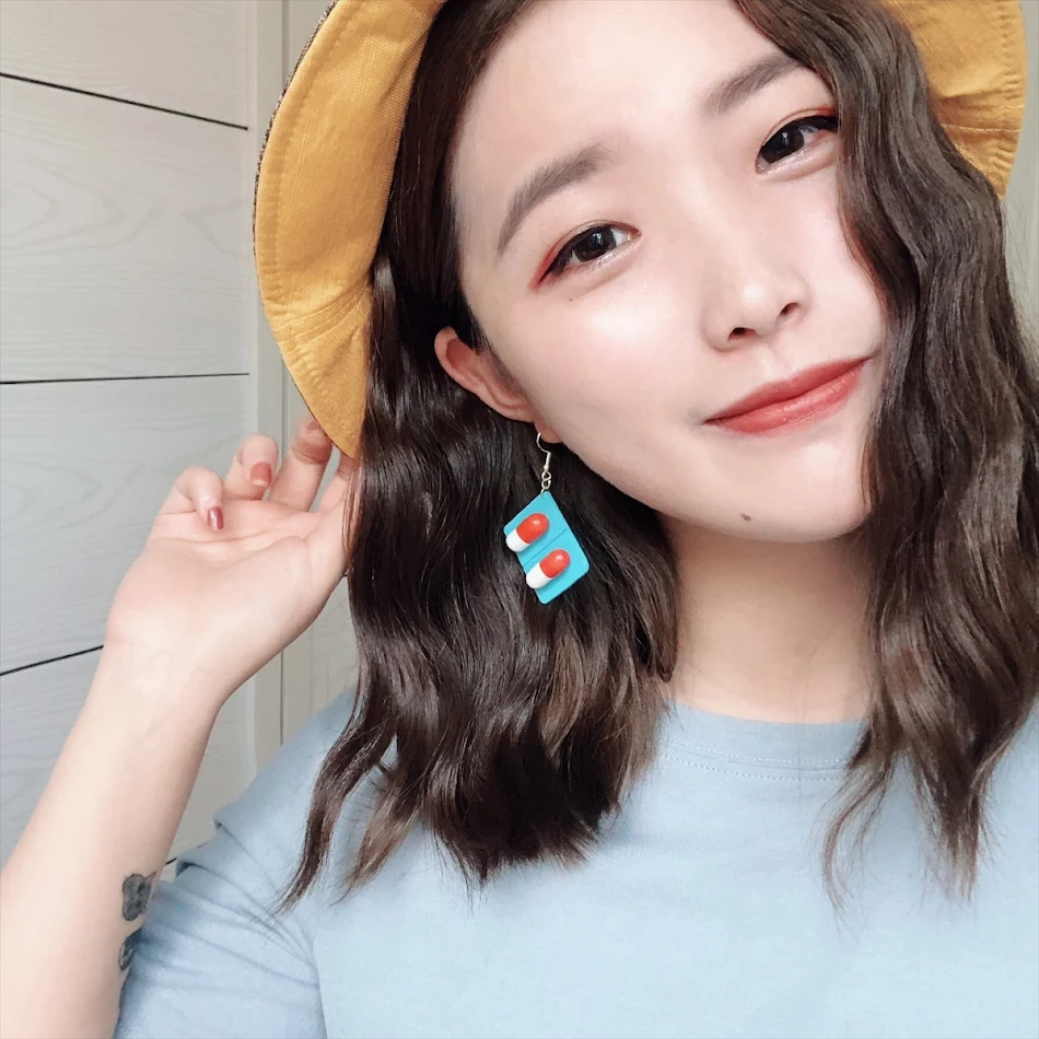 Quirky Ideas Log Earrings 925 Temperament Contrast Color Pill Capsule Harajuku Style Ear Clip. Express your unique style