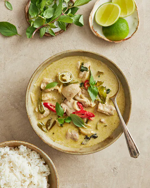 Prawn Green Thai Curry With Imported Aromatic Jasmine Rice