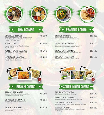 Prantha King menu 