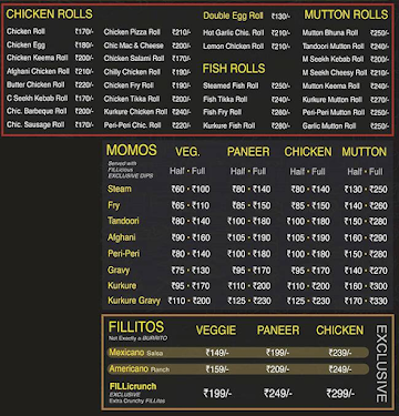 Fillicious - Rolls, Momos And Shakes menu 